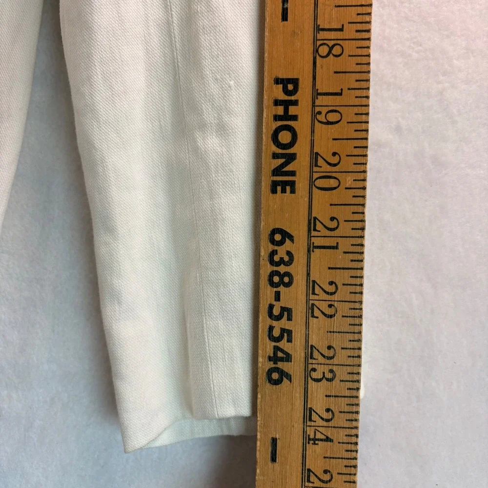 Vince Womens Off White Linen Blend Shawl Collar Single Button Blazer Size 8